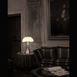 PIPISTRELLO GOLD SATIN .  LAMPE GAE AULENTI 