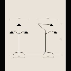 SERGE MOUILLE GULVLAMPE 3 ARMS