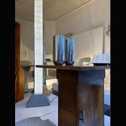  VASE . 24 CM H . POLISHED STEEL . ART DECO