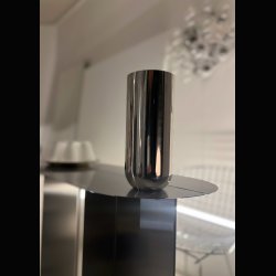  VASE . 24 CM H . POLISHED STEEL . ART DECO