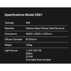 GINO SARFATTI . WALL LAMP . BLACK . 50 % OFF . 1 PIECE LEFT 