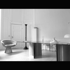 STEEL DINING TABLE . DINNER FOR 2 OR 12 PERSONS 