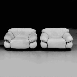 SESANN ARMCHAIR WHITE LEATHER . GIANFRANCO FRATTINI 1970