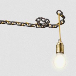 IRON CHAIN LIGHT PIECE 190 CM . LIMITED EDITION . BY ARTIST FRANZ WEST . META MEMPHIS 