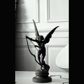 AMOR  . IRON SCULPTURE  WITH PAINT . 40 CM H