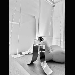 MONOGRAMME SIDE TABLE  POLISHED STEEL 