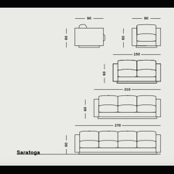 SARATOGA 3-SEATER SOFA . WHITE LACQUERED . IN WHITE  LEATHER  