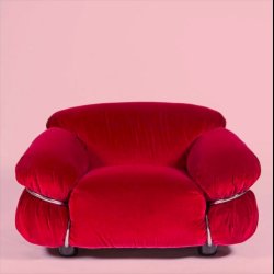 SESANN ARMCHAIR RED VELVET . GIANFRANCO FRATTINI 1970
