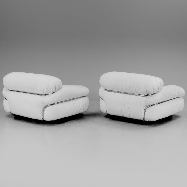 SESANN ARMCHAIR WHITE LEATHER . GIANFRANCO FRATTINI 1970