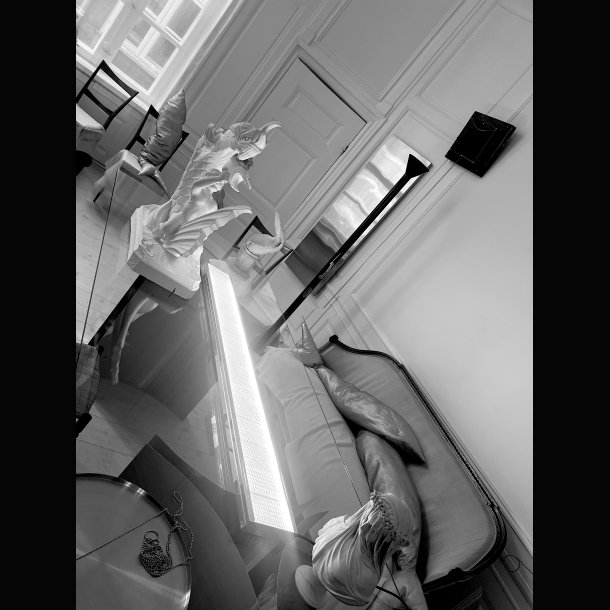 SISTEMA 150 CM . MURANO GLASS / POLISHED STEEL  . BY NM3 / 6:AM