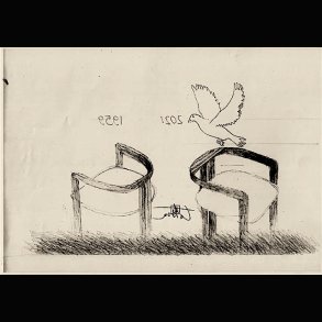 SKETCH BY THE HAND OF SCARPA . ARCHIVE SCARPA  . PIGRECO CHAIR . 