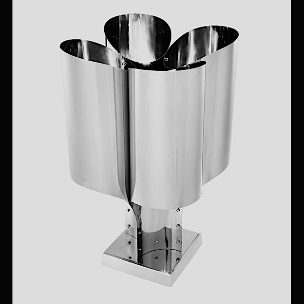  NOUVEAU STEEL LAMP  . Mirror polished 82 cm high 