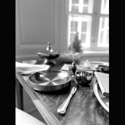  STEEL DINING PLATE . TERMO . BRUSHED STEEL 