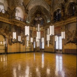 SUPERWIRE S3 . STEEL &amp; GLASS CHANDELIER . BY FORMAFANTASMA 