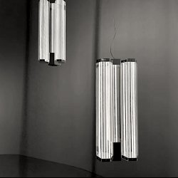 SUPERWIRE S3 . STEEL &amp; GLASS CHANDELIER . BY FORMAFANTASMA 